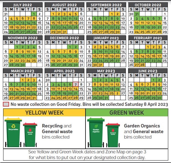 Bins and Collection Days in the Town of Claremont